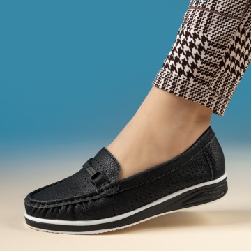 Mocasini dama cu perforatii negri MOD14236