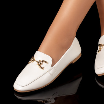 Mocasini dama cu talpa joasa albi MOD10211, 1, modlet.ro