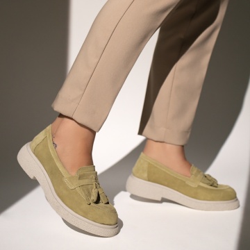 Mocasini dama verzi suede din Piele naturala MOD10398, 3, modlet.ro