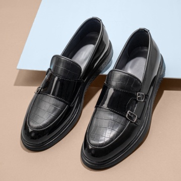 Mocasini negri barbati cu imprimeu si aspect lucios MOD11682, 3, modlet.ro