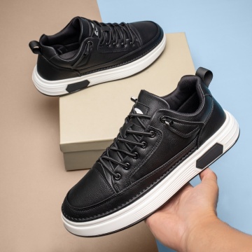 Pantofi barbati casual cu siret elastic si talpa groasa negri MOD13942, 3, modlet.ro