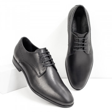 Pantofi barbati eleganti negri cu siret din Piele naturala MOD08768, 1, modlet.ro