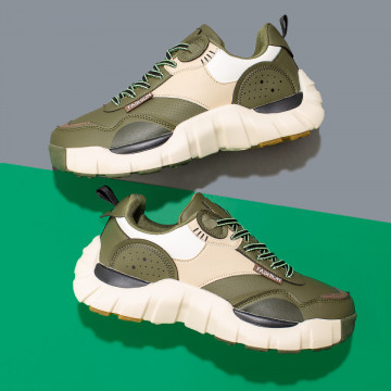 Pantofi barbati sport verzi cu bej si talpa groasa MOD10041, 3, modlet.ro