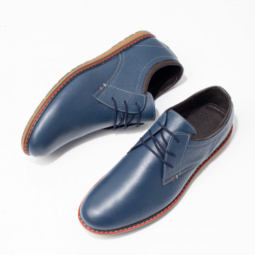Pantofi casual barbati albastri cu siret din Piele naturala MOD03584, 2, modlet.ro