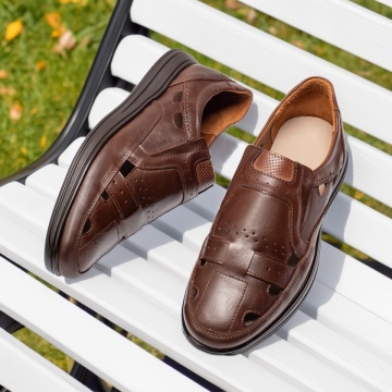 Pantofi casual barbati cu perforatii maro din Piele naturala ZEF13466, 3, zeforia.ro