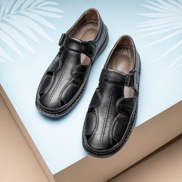 Pantofi casual barbati cu perforatii negri din Piele naturala MOD13433, 2, modlet.ro
