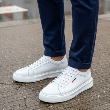 Pantofi casual barbati cu siret albi din Piele naturala MOD13774, 4, modlet.ro