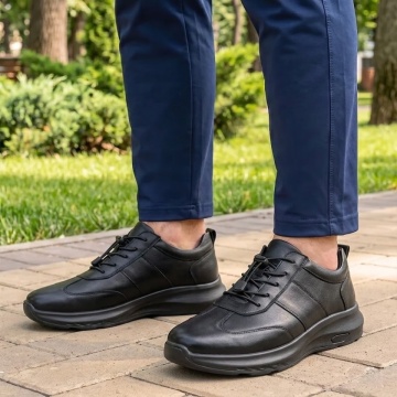 Pantofi casual barbati cu siret elastic negri din Piele naturala JAN1, 3, modlet.ro
