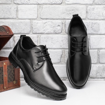 Pantofi casual barbati cu siret negri din Piele naturala MOD12657, 1, modlet.ro
