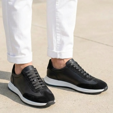 REDUCERI INCALTAMINTE, Pantofi casual barbati cu siret negri din Piele naturala MOD13752, modlet.ro