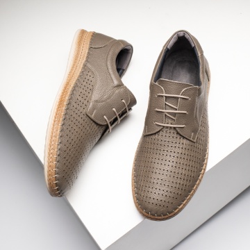 Pantofi casual barbati cu siret si perforatii gri din Piele naturala MOD13646, 2, modlet.ro