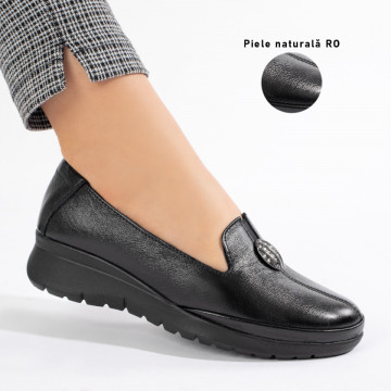 Pantofi casual cu platforma negri din Piele naturala MOD11234, 3, modlet.ro