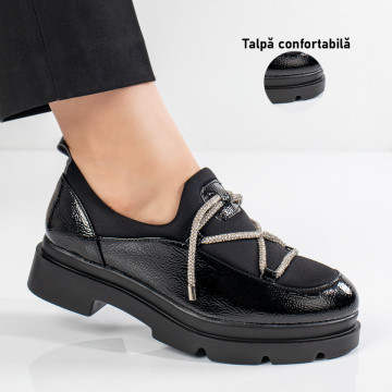 Pantofi casual cu strasuri si talpa groasa negri MOD11061, 3, modlet.ro