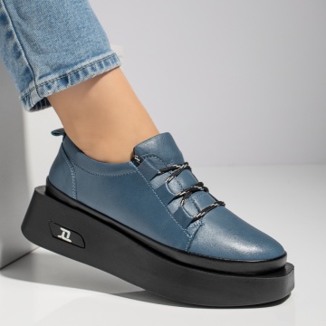 Pantofi casual dama albastri din Piele naturala MOD11125, 4, modlet.ro