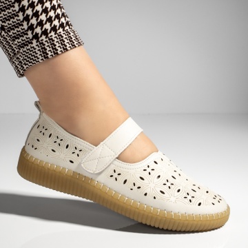 Pantofi casual dama albi cu scai MOD13269, 3, modlet.ro