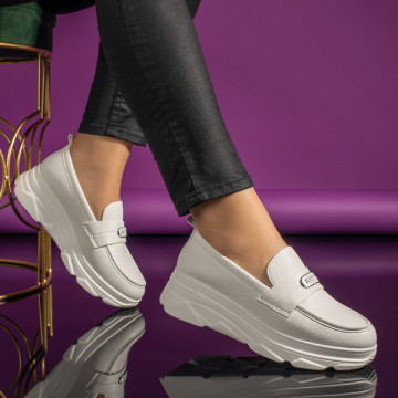 Pantofi casual dama albi cu talpa groasa MOD10968, 3, modlet.ro