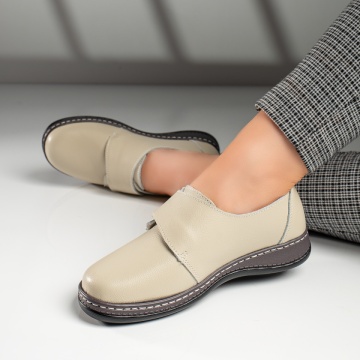 Pantofi casual dama bej cu scai din Piele naturala MOD06740, 1, modlet.ro