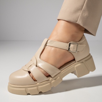 Pantofi casual dama bej cu talpa groasa MOD11839, 3, modlet.ro