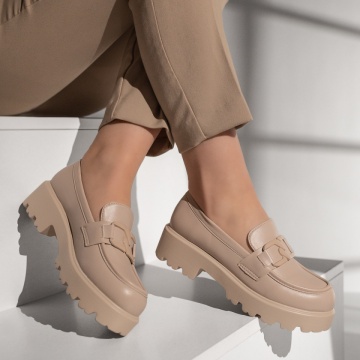 Pantofi casual dama cu accesoriu decorativ bej MOD13093, 4, modlet.ro