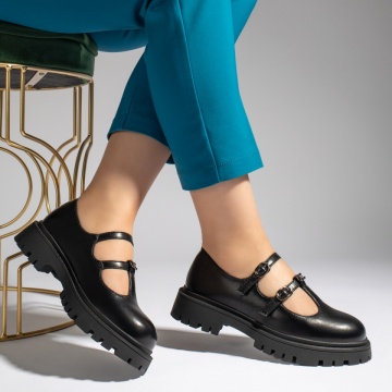 Pantofi casual dama cu barete negri MOD13444, 4, modlet.ro