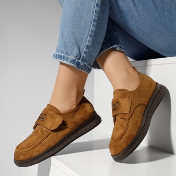 Incaltaminte dama, Pantofi casual dama cu inchidere cu scai bej suede IRIS18, modlet.ro