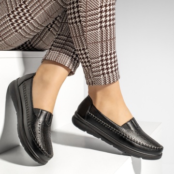 Pantofi casual dama cu insertie de material elastic negri ZEF13232, 3, zeforia.ro