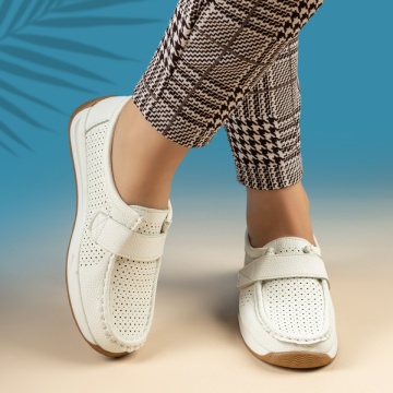 Pantofi casual dama cu perforatii albi MOD14235, 2, modlet.ro