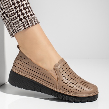 Pantofi casual dama cu perforatii bej MOD13352, 2, modlet.ro