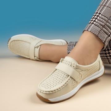 Pantofi casual dama cu perforatii bej MOD14235, 2, modlet.ro