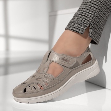 Pantofi casual dama cu perforatii gri MOD13068, 4, modlet.ro