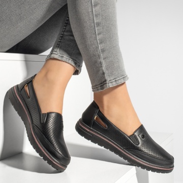 Pantofi casual dama cu perforatii negri MOD13165, 4, modlet.ro