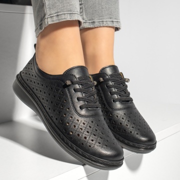 Pantofi casual dama cu perforatii negri ZEF13157, 3, zeforia.ro