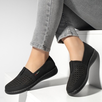 Pantofi casual dama cu perforatii negru suede MOD13311, 2, modlet.ro