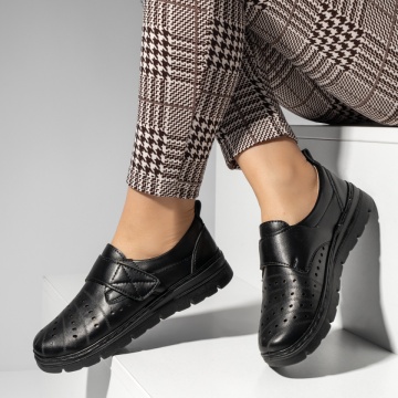 Pantofi dama, Pantofi casual dama cu perforatii si inchidere cu scai negri MOD14328, modlet.ro