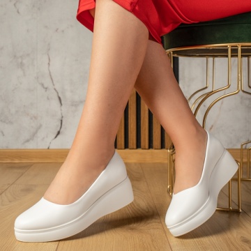 Reduceri pantofi casual dama, Pantofi casual dama cu platforma albi IRIS49, modlet.ro