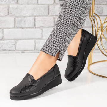 Pantofi casual dama cu platforma negri din Piele naturala MOD03624, 3, modlet.ro