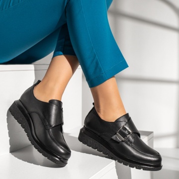 Pantofi casual dama cu platforma negri din Piele naturala MOD14047, 3, modlet.ro