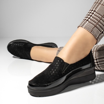 Pantofi casual dama cu platforma negru suede MOD13259, 2, modlet.ro