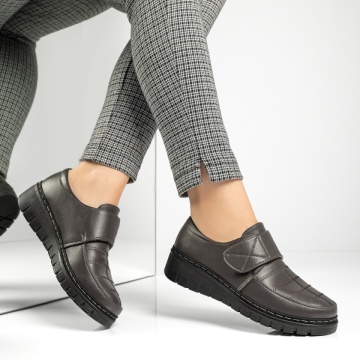 Pantofi casual dama cu platforma si inchidere cu scai gri MOD13050, 4, modlet.ro