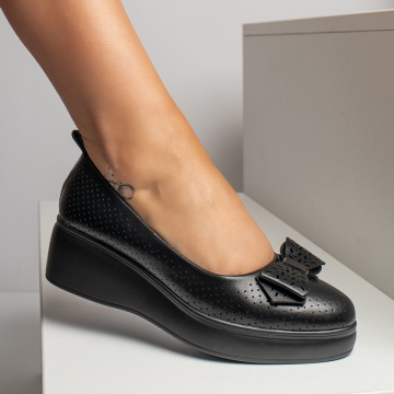 Pantofi casual dama cu platforma si perforatii negri MOD11017, 3, modlet.ro