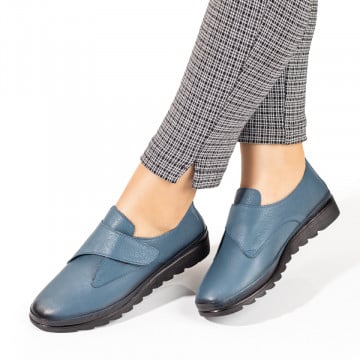 Pantofi casual dama cu scai albastri din Piele naturala ZEF10350, 3, zeforia.ro