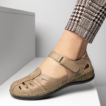 Pantofi casual dama cu scai si perforatii khaki MOD13344, 4, modlet.ro