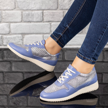 Pantofi casual dama cu siret albastri din Piele naturala MOD10116, 3, modlet.ro