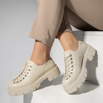 Pantofi casual dama cu siret bej ANA71, 2, modlet.ro