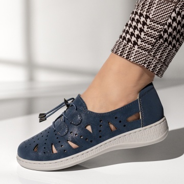 Pantofi casual dama, Pantofi casual dama cu siret elastic albastri MOD14280, modlet.ro