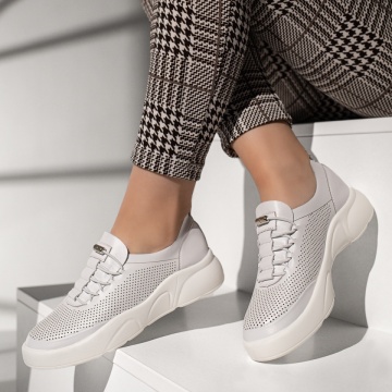Pantofi casual dama cu siret elastic albi ZEF13365, 2, zeforia.ro