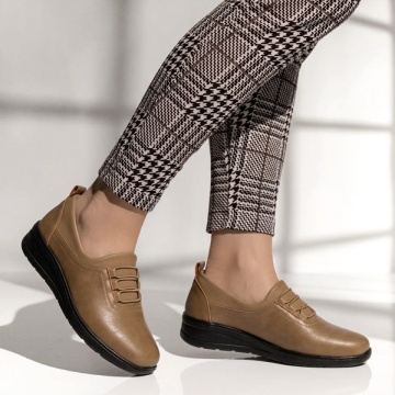 Pantofi casual dama cu siret elastic bej LILI8, 3, modlet.ro