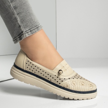 Pantofi casual dama cu siret elastic bej ZEF13166, 1, zeforia.ro