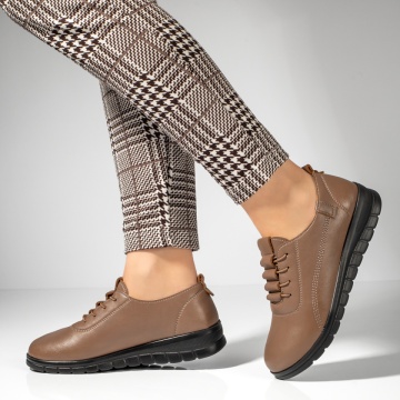 Pantofi casual dama cu siret elastic maro MOD12424, 2, modlet.ro