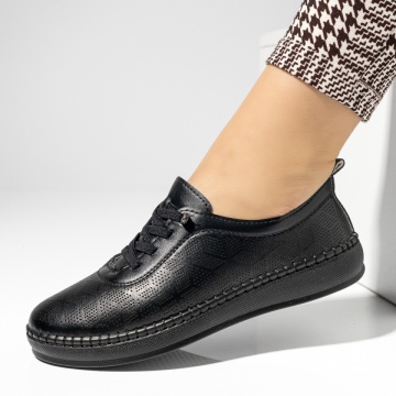 Pantofi casual dama cu siret elastic negri EVA97, 2, modlet.ro